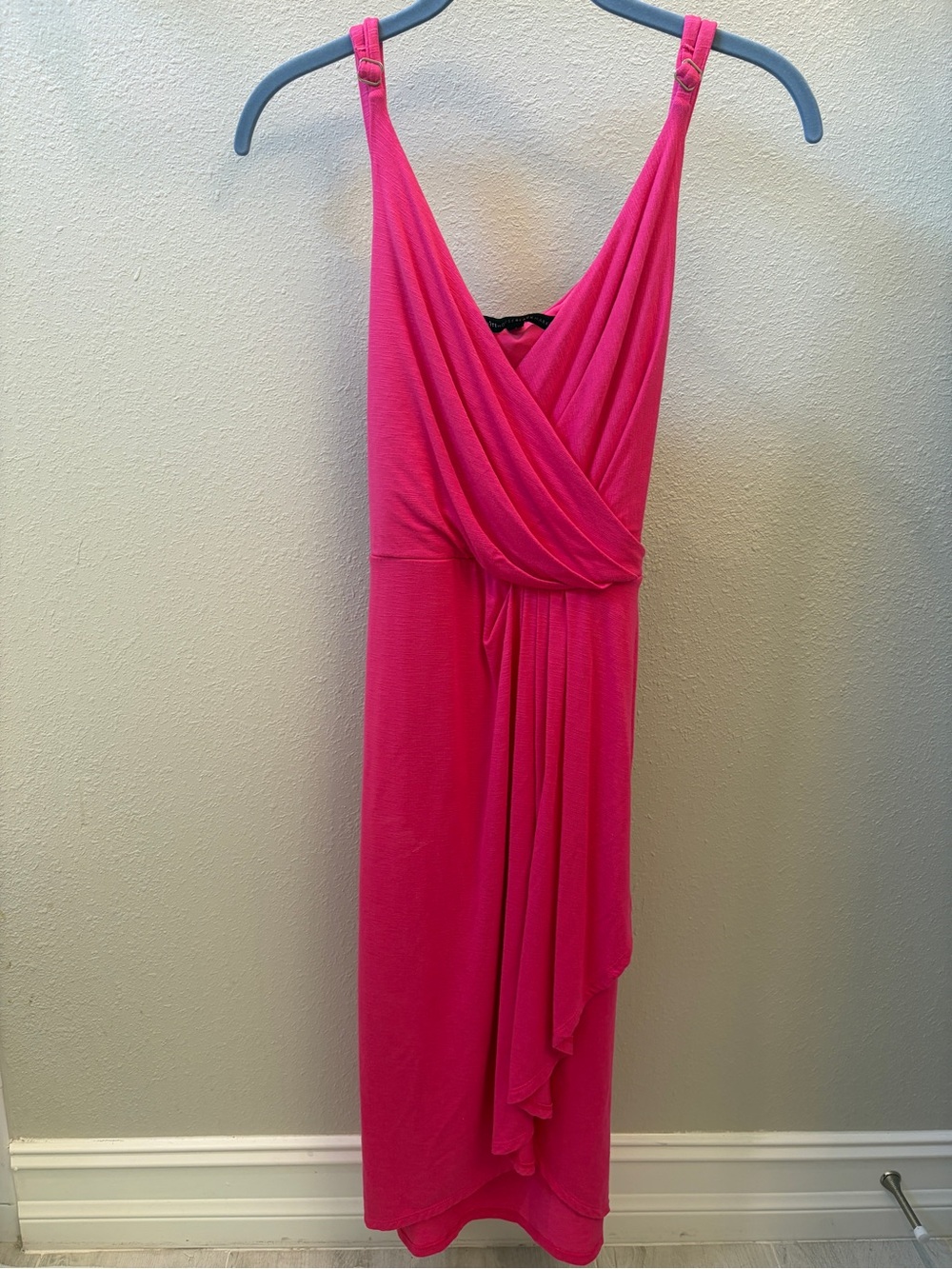White House Black Market Hot Pink Sleeveless Draped Midi Dress